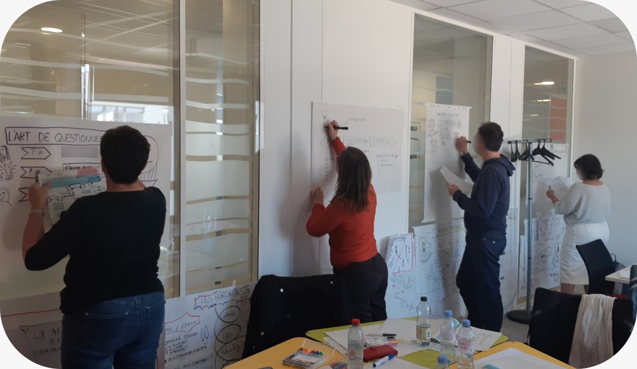 Participants en atelier facilitation graphique