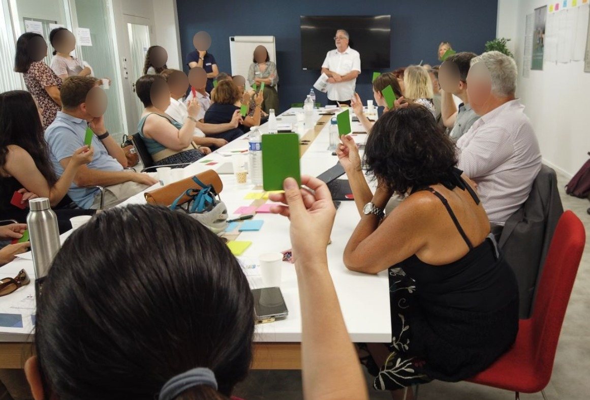 Formation participative avec quiz dynamique cartes de couleur